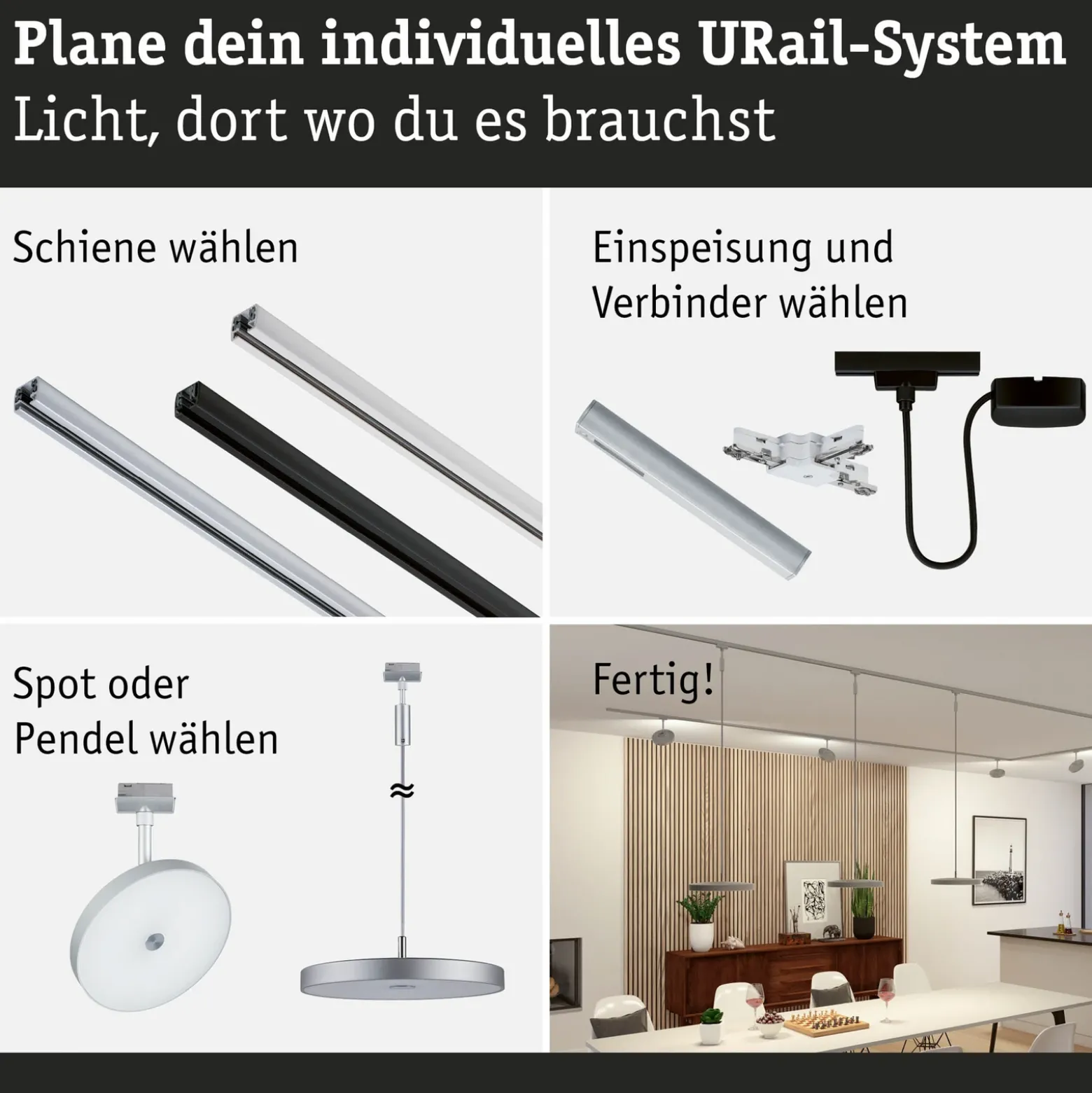 Paulmann URail Hildor colgante LED cromo 4.000K