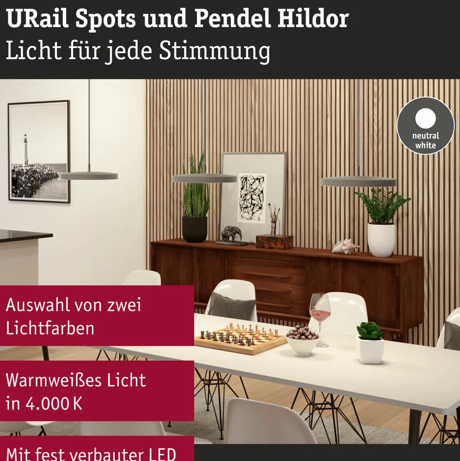 Paulmann URail Hildor colgante LED cromo 4.000K