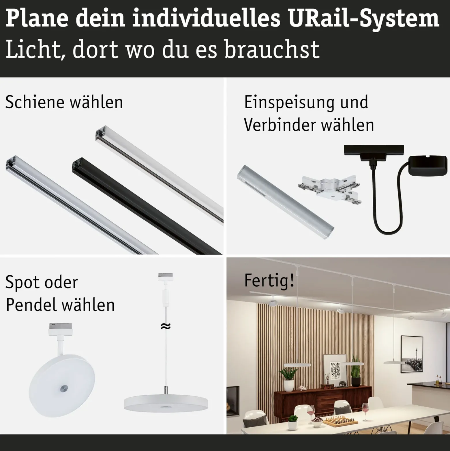 Paulmann URail Hildor colgante LED blanco 4.000K