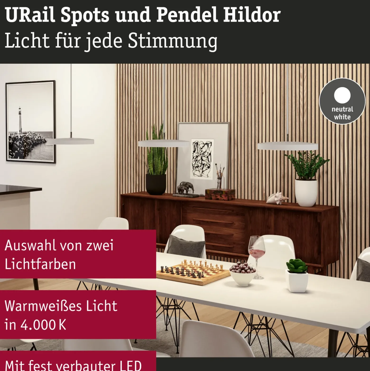 Paulmann URail Hildor colgante LED blanco 4.000K