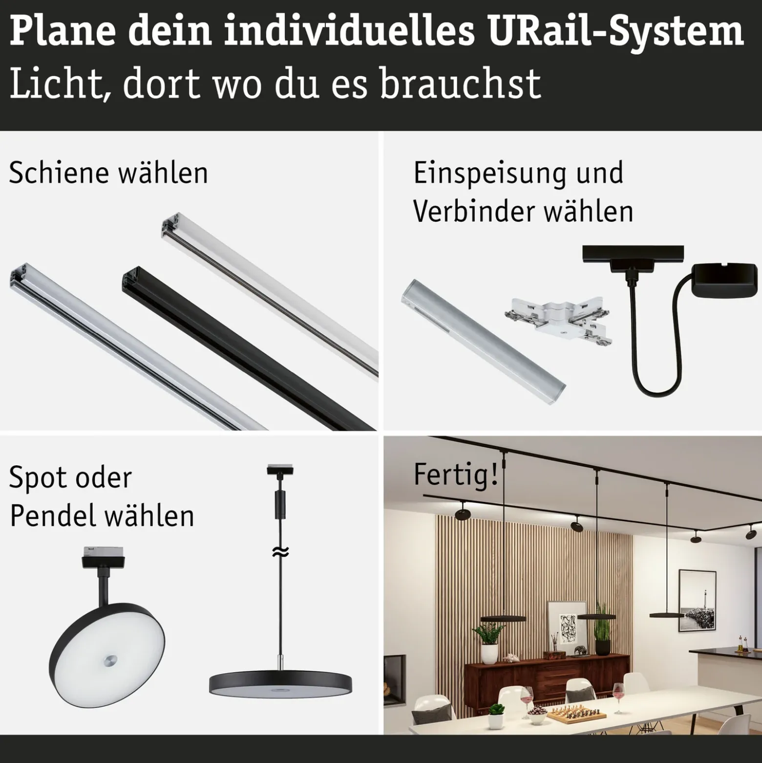 Paulmann URail Hildor foco LED negro 4.000K