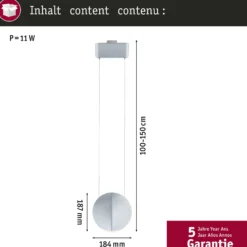 Paulmann URail-Pendel Alejandro cromado 4.000 K 3-Step-atenuable