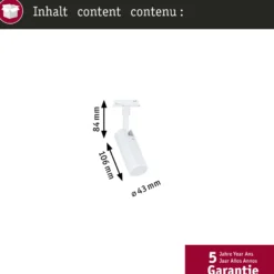 Paulmann URail-Spot Tubo, blanco mate, regulador atenuable de 3 niveles, CCT