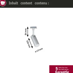 Paulmann URail-Spot Tubo, cromo mate, CCT, no atenuable