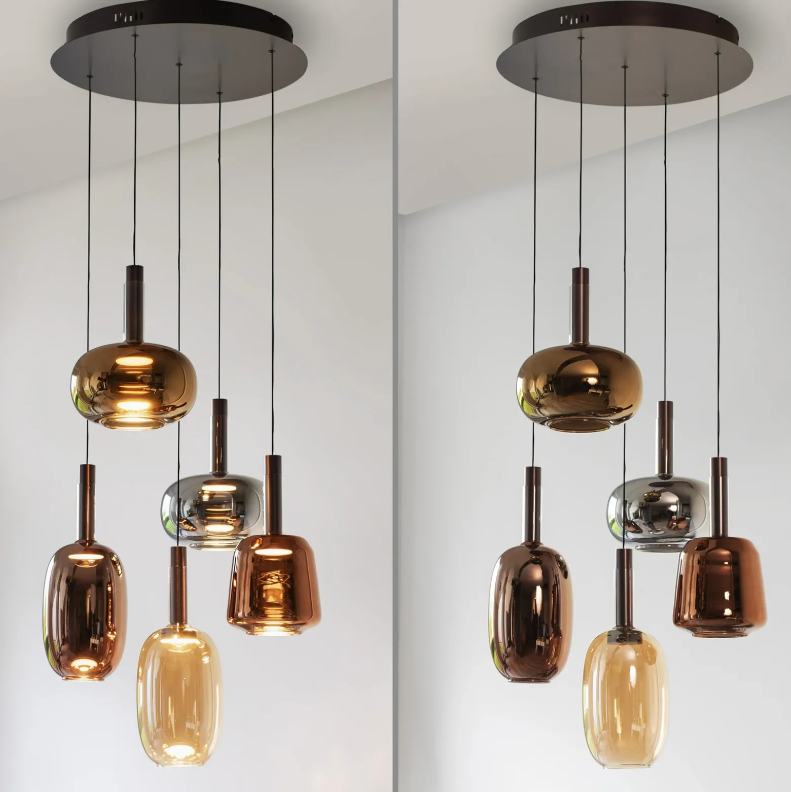 Paul Neuhaus Lámpara colgante LED Irides, Ø 55 cm, coloreada, cristal