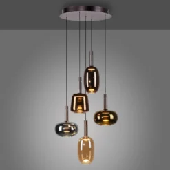 Paul Neuhaus Lámpara colgante LED Irides, Ø 55 cm, coloreada, cristal