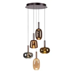 Paul Neuhaus Lámpara colgante LED Irides, Ø 55 cm, coloreada, cristal
