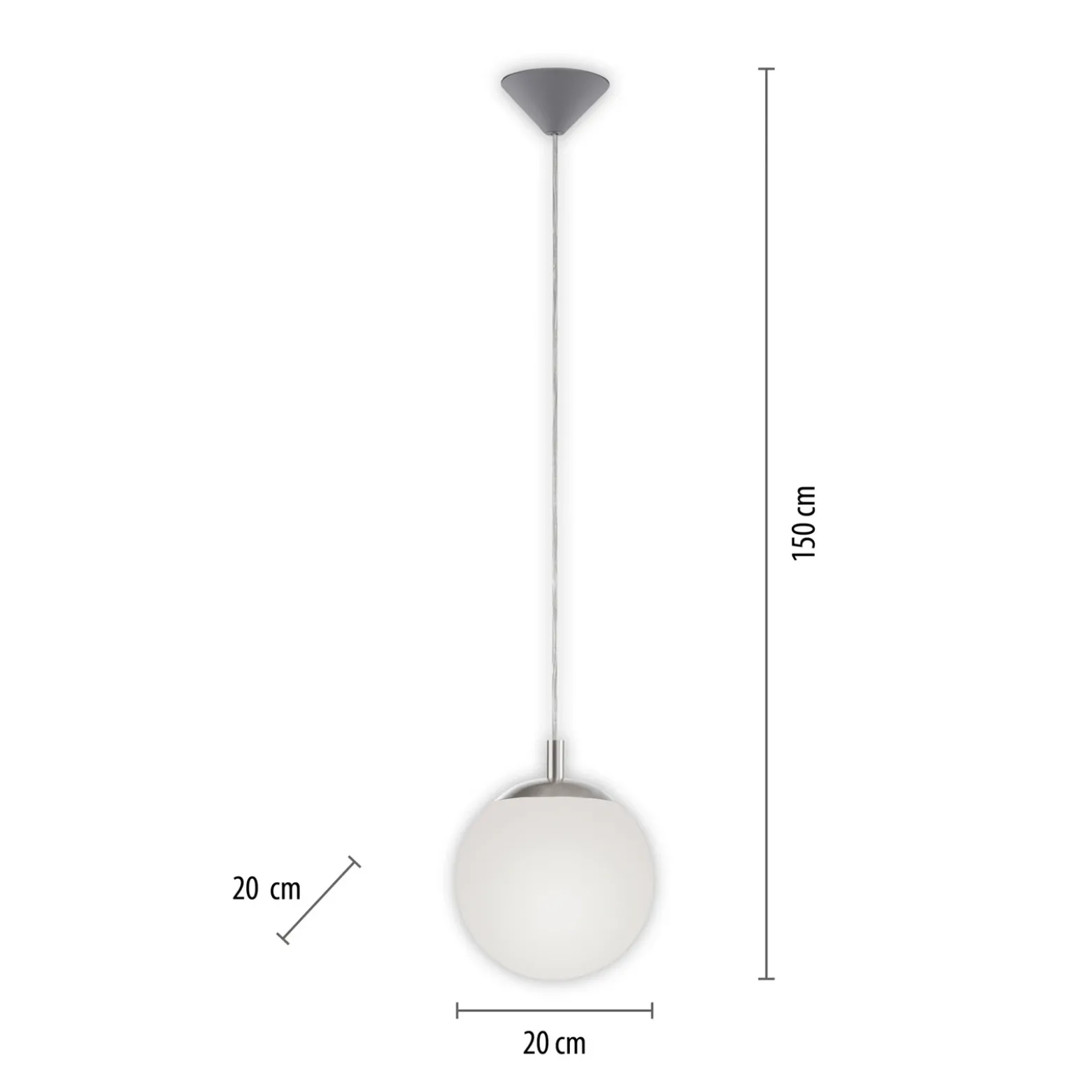 Paul Neuhaus Lámpara colgante Bolo, pantalla de cristal, Ø 20cm