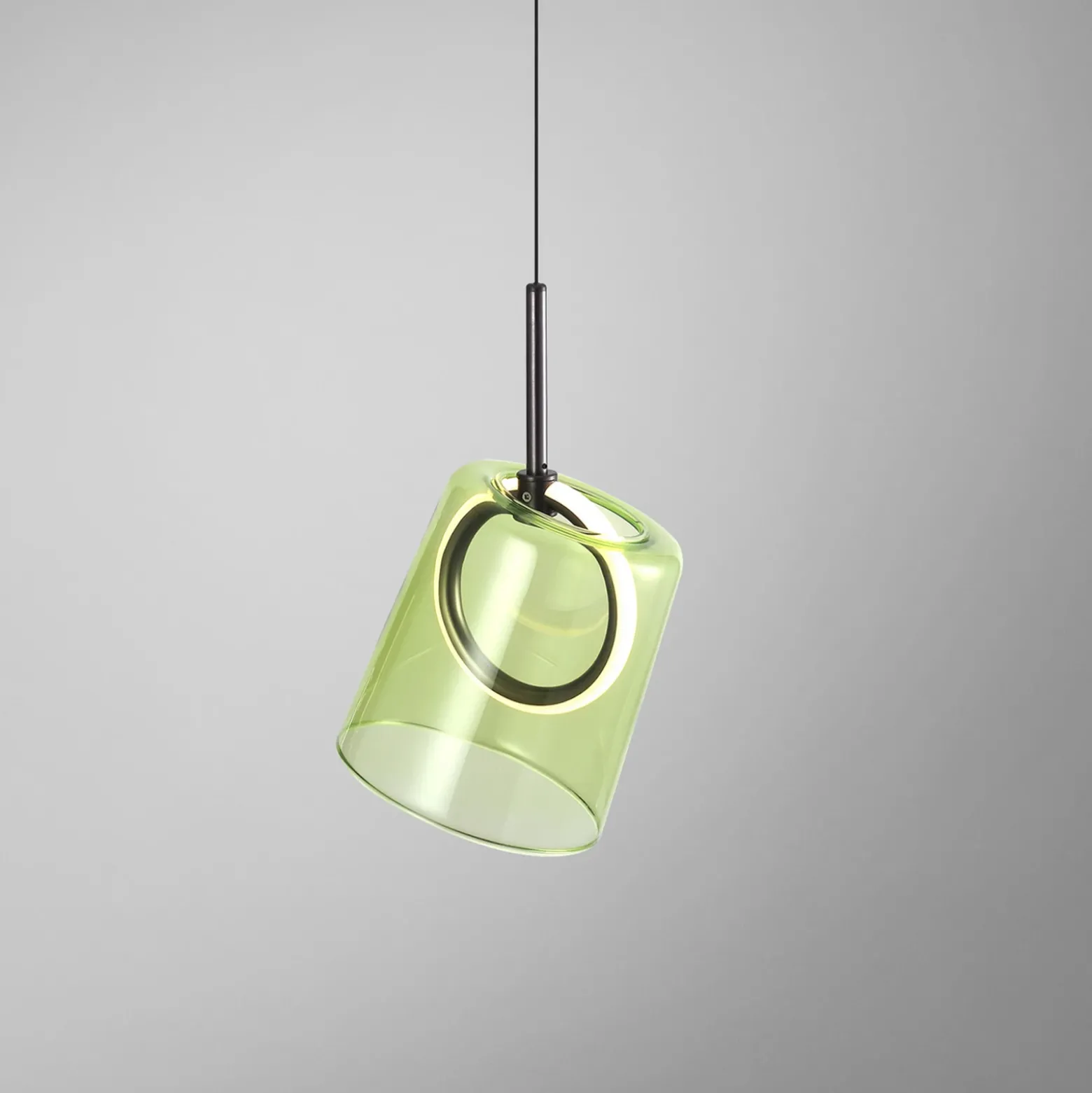 Paul Neuhaus lámpara colgante LED Zula, verde, Ø 15 cm, cristal