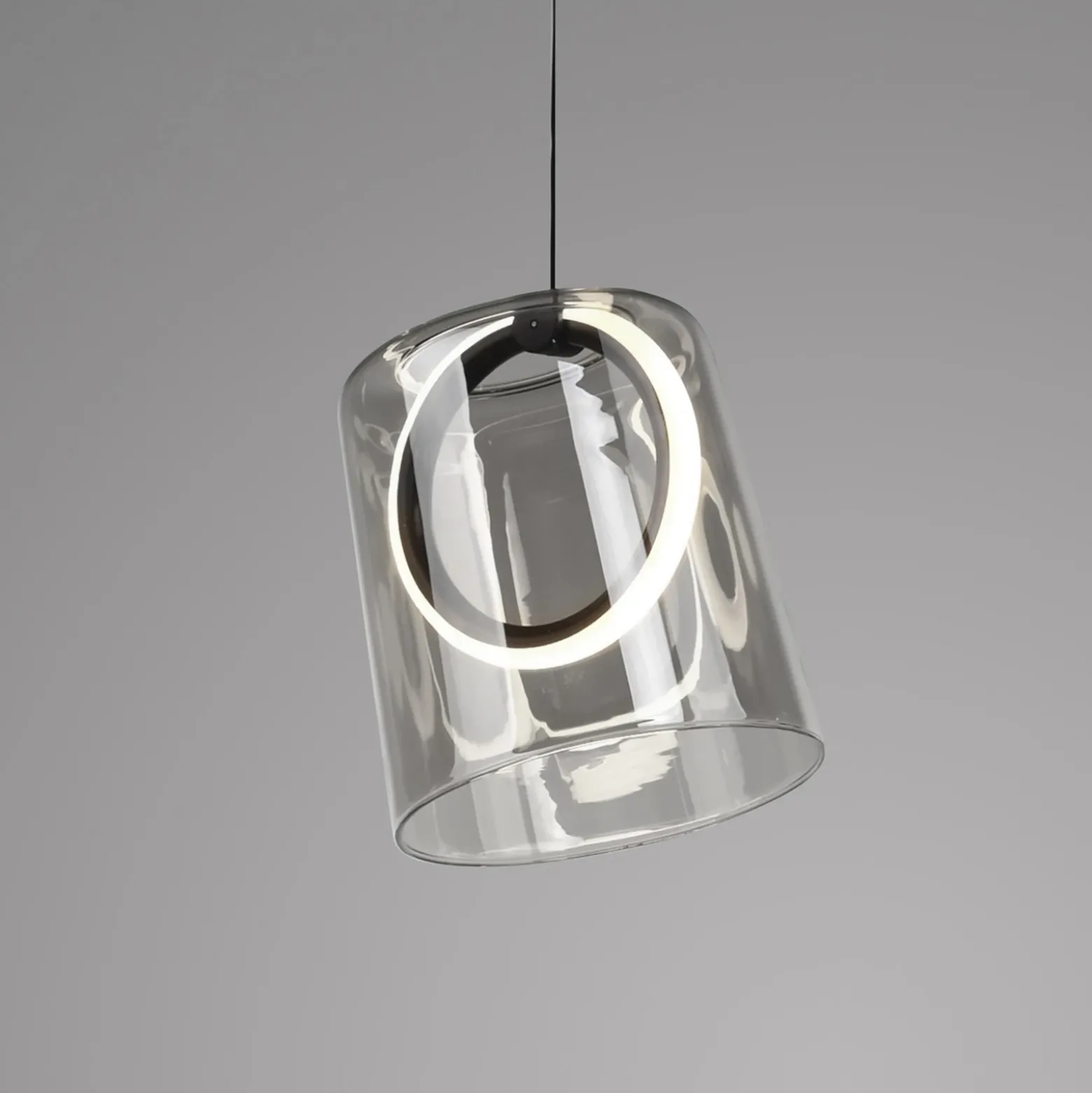 Paul Neuhaus lámpara colgante LED Zula, gris humo, Ø 15 cm, cristal