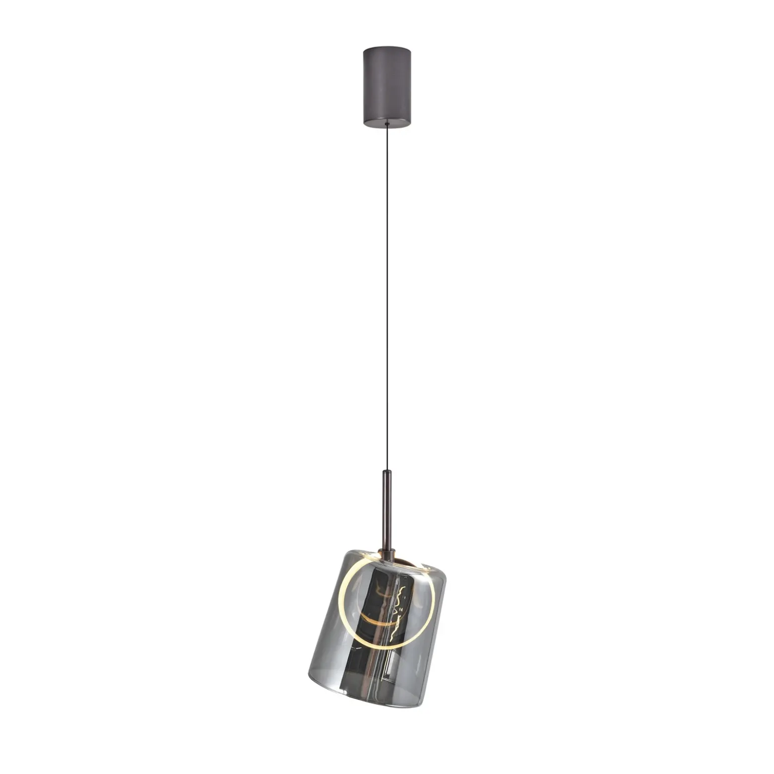Paul Neuhaus lámpara colgante LED Zula, gris humo, Ø 15 cm, cristal
