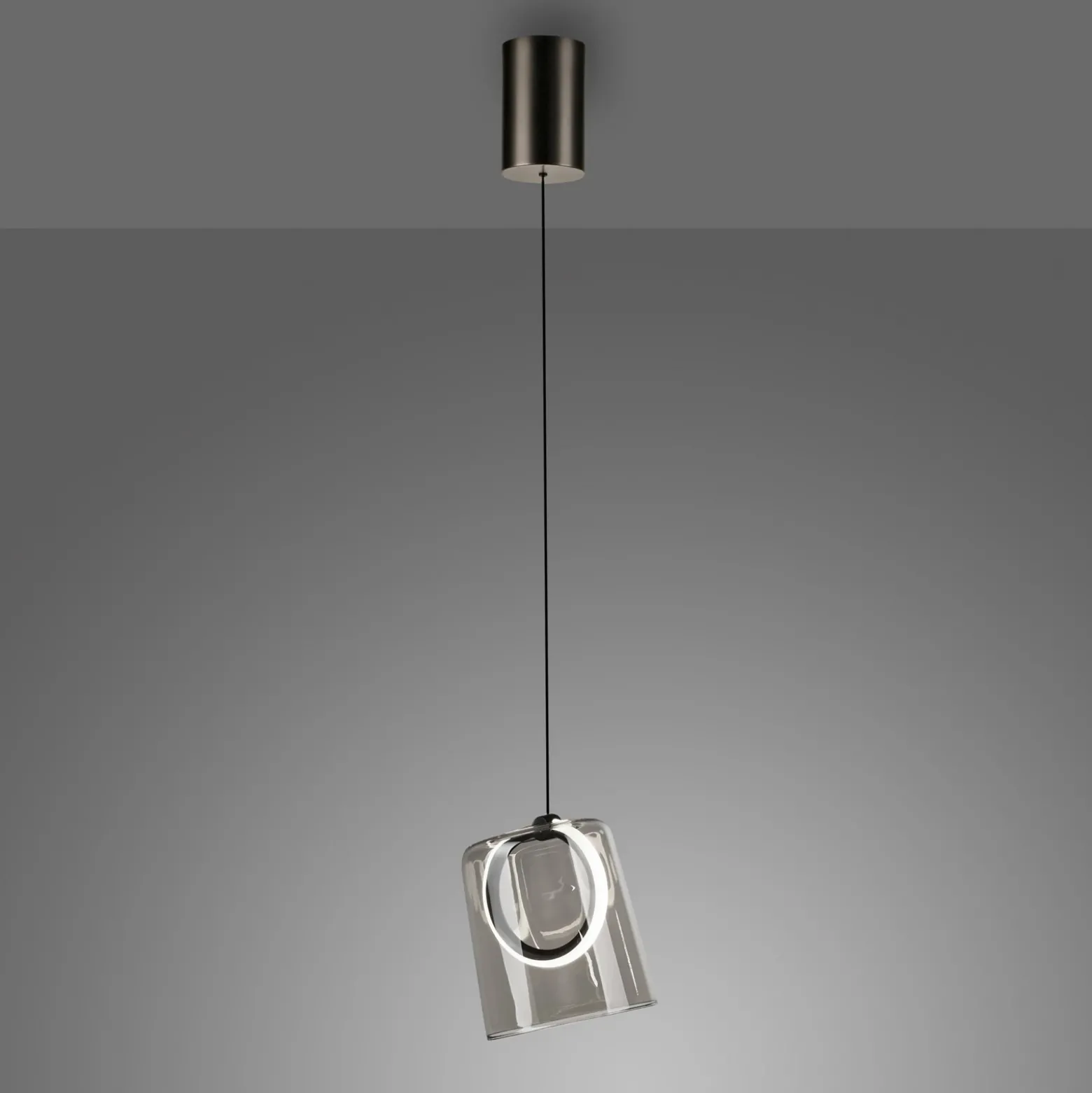 Paul Neuhaus lámpara colgante LED Zula, gris humo, Ø 15 cm, cristal