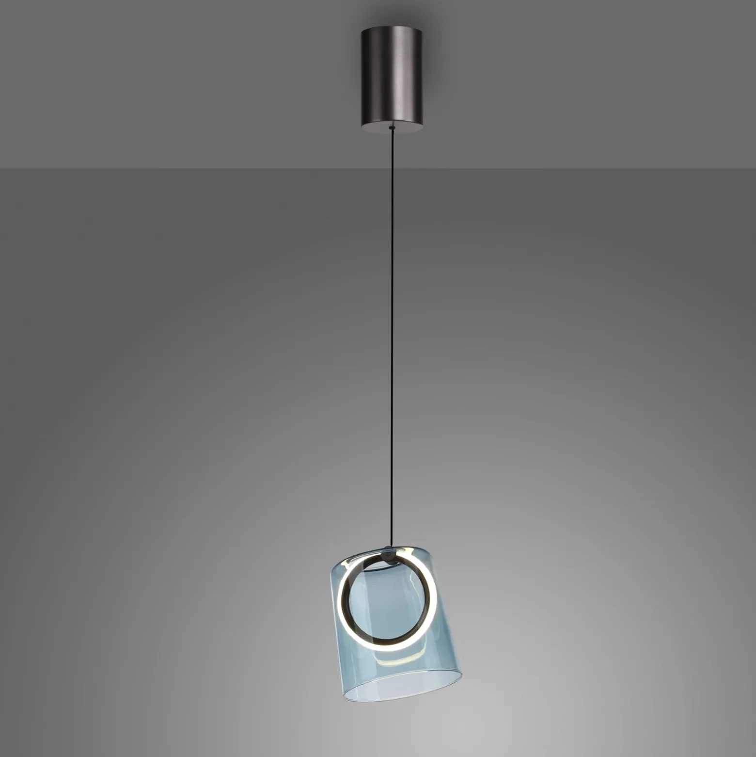 Paul Neuhaus lámpara colgante LED Zula, azul, Ø 15 cm, cristal