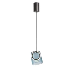 Paul Neuhaus lámpara colgante LED Zula, azul, Ø 15 cm, cristal