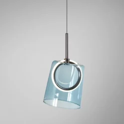 Paul Neuhaus lámpara colgante LED Zula, azul, Ø 15 cm, cristal
