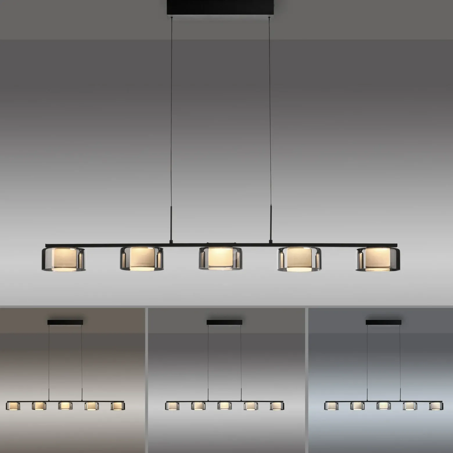 Paul Neuhaus lámpara colgante LED Rika, 119 cm, cristal, atenuable