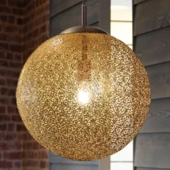 Paul Neuhaus Lámpara colgante Greta, Ø 40 cm, color dorado, metal