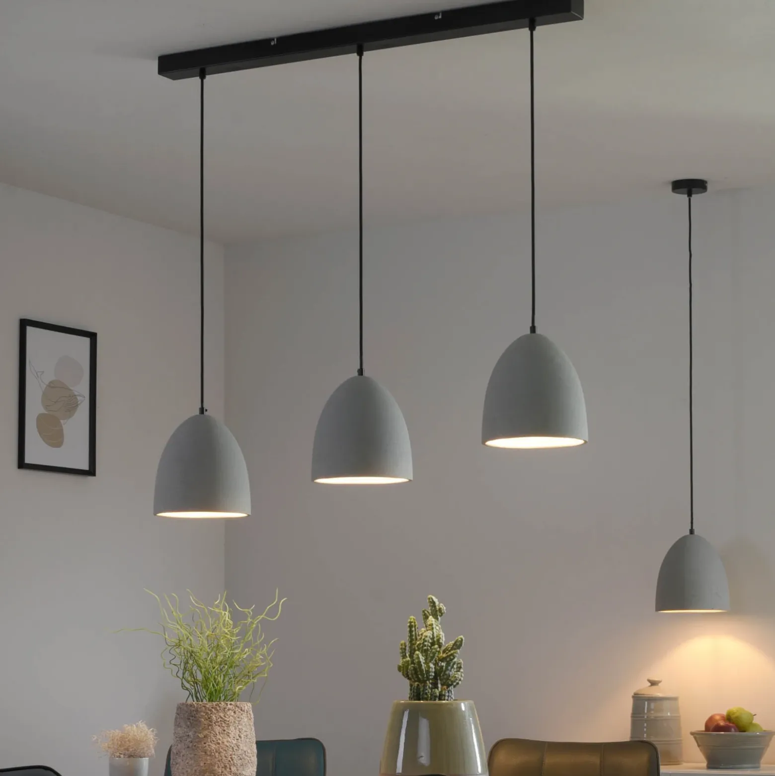 Paul Neuhaus lámpara colgante Eton, 3 luces, 100 cm, hormigón, G9