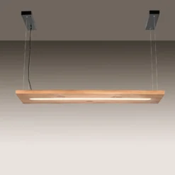 Paul Neuhaus lámpara colgante LED Palma, madera, CCT, atenuable, 120cm