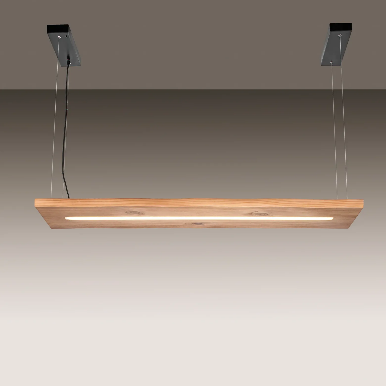 Paul Neuhaus lámpara colgante LED Palma, madera, CCT, atenuable, 120cm
