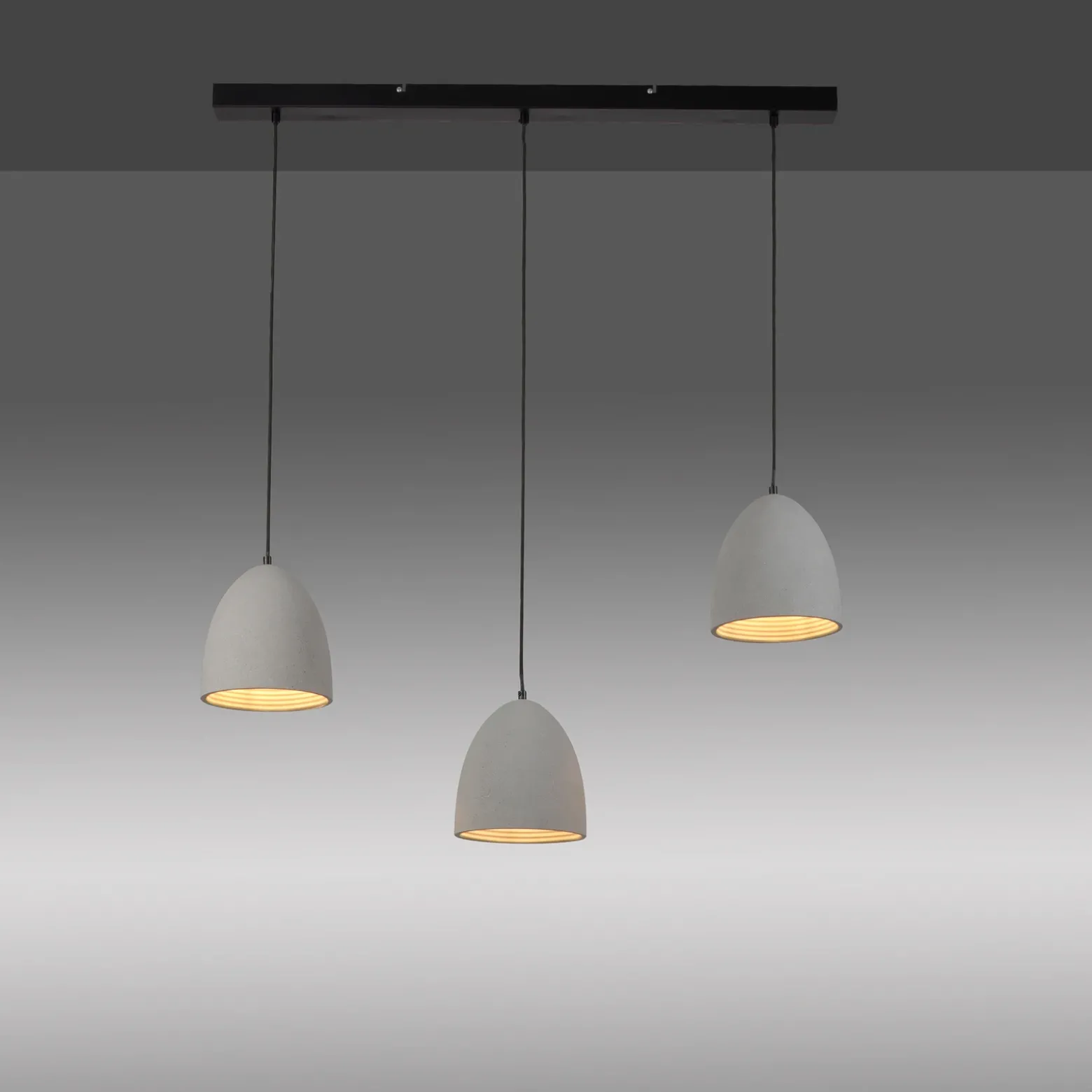 Paul Neuhaus lámpara colgante Eton, 3 luces, 100 cm, hormigón, G9