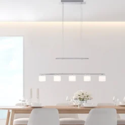 Paul Neuhaus lámpara colgante LED Hydra, color acero, cristal, 80cm