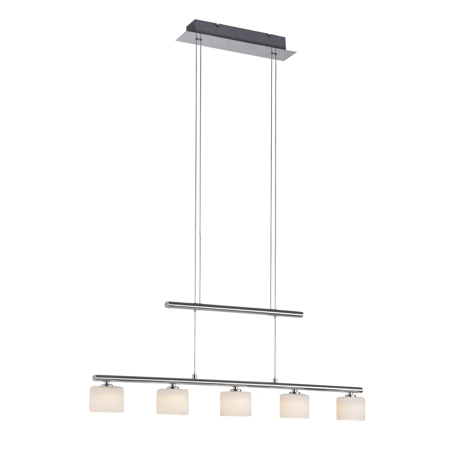 Paul Neuhaus lámpara colgante LED Hydra, color acero, cristal, 80cm