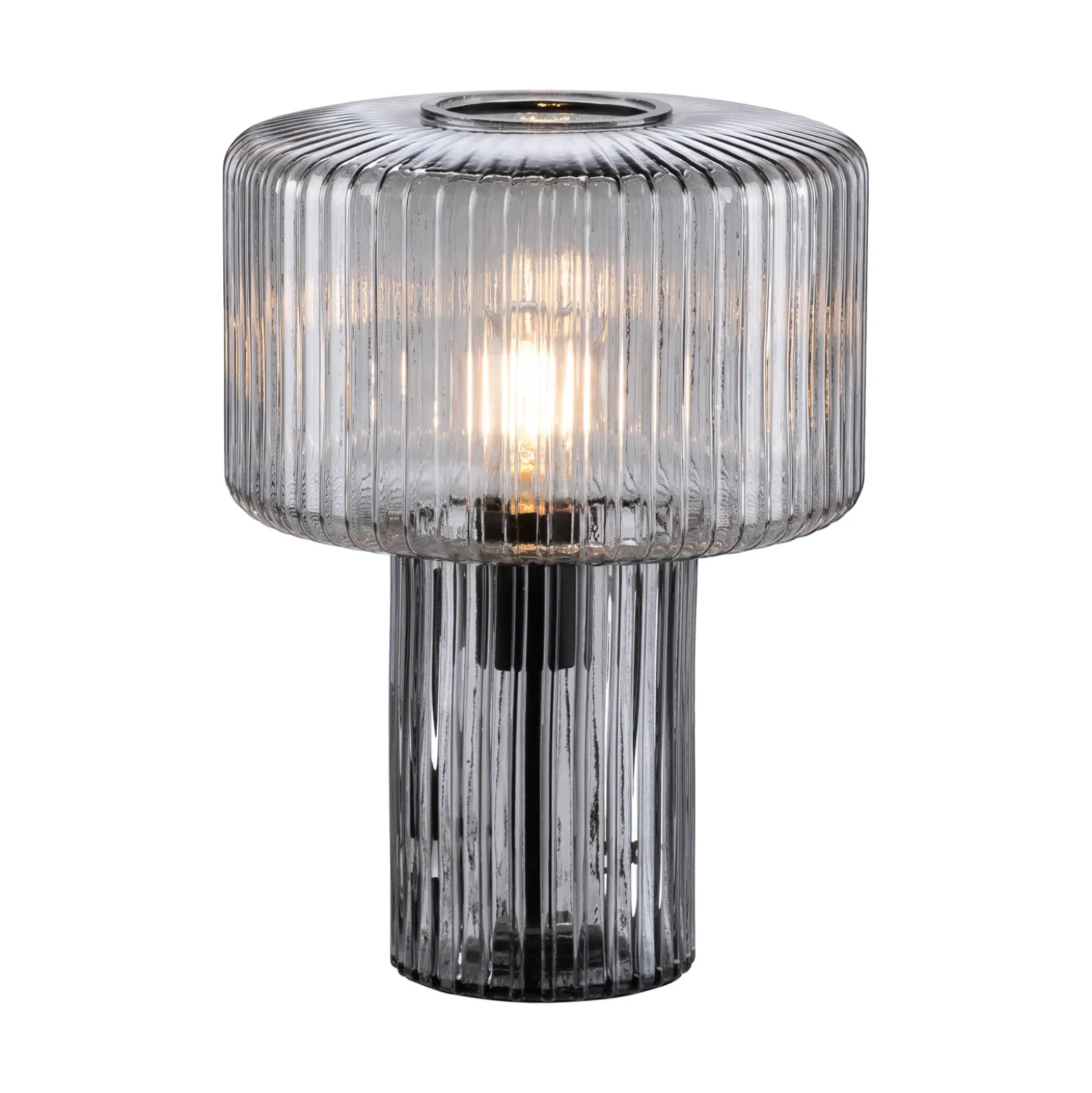Paul Neuhaus Lámpara de mesa Fungus, color humo, cristal, 34 cm