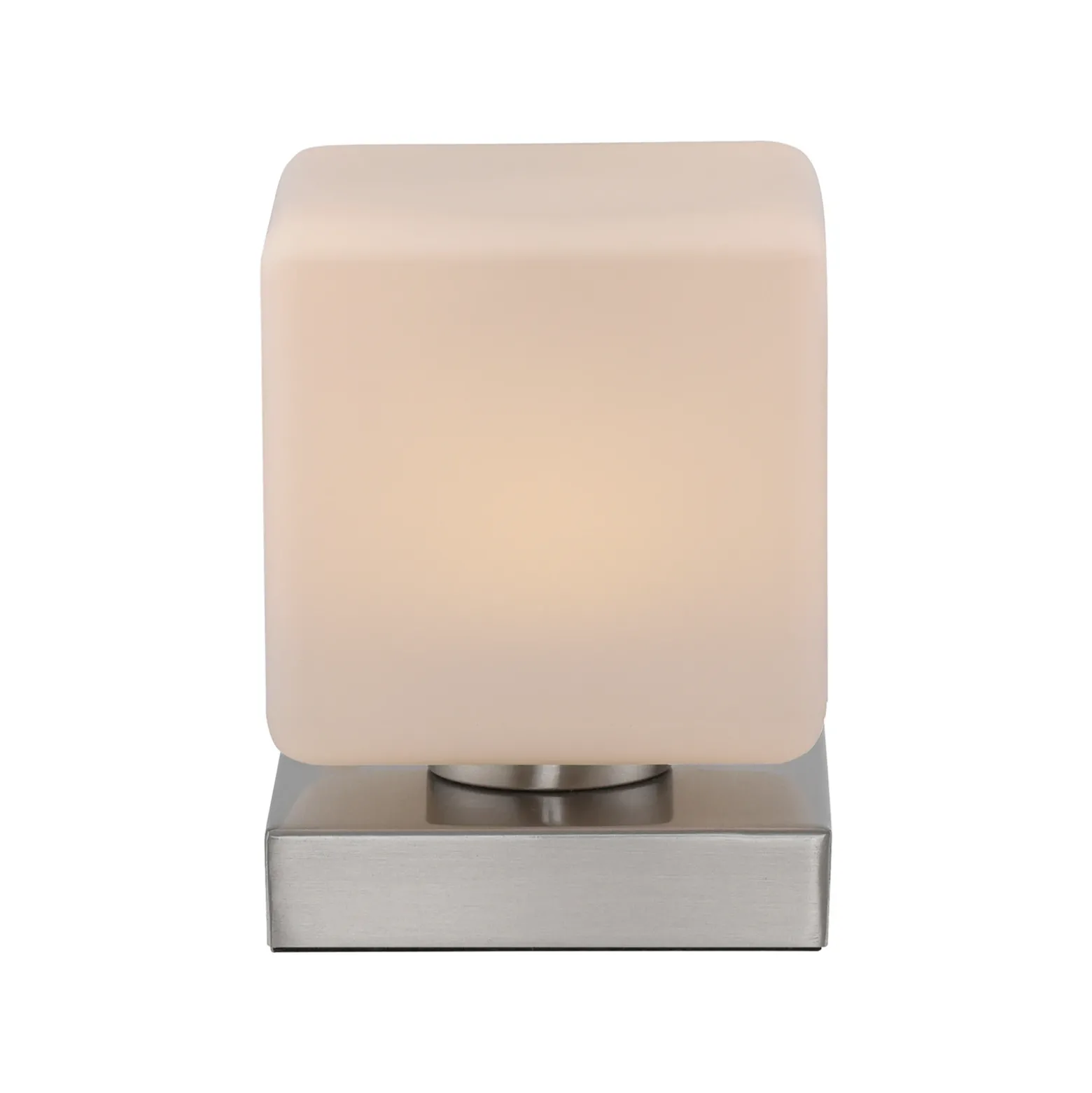 Paul Neuhaus Lámpara de mesa LED Dadoa, acero, cristal, atenuable