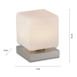 Paul Neuhaus Lámpara de mesa LED Dadoa, acero, cristal, atenuable