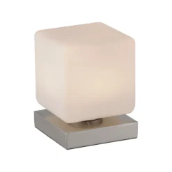 Paul Neuhaus Lámpara de mesa LED Dadoa, acero, cristal, atenuable