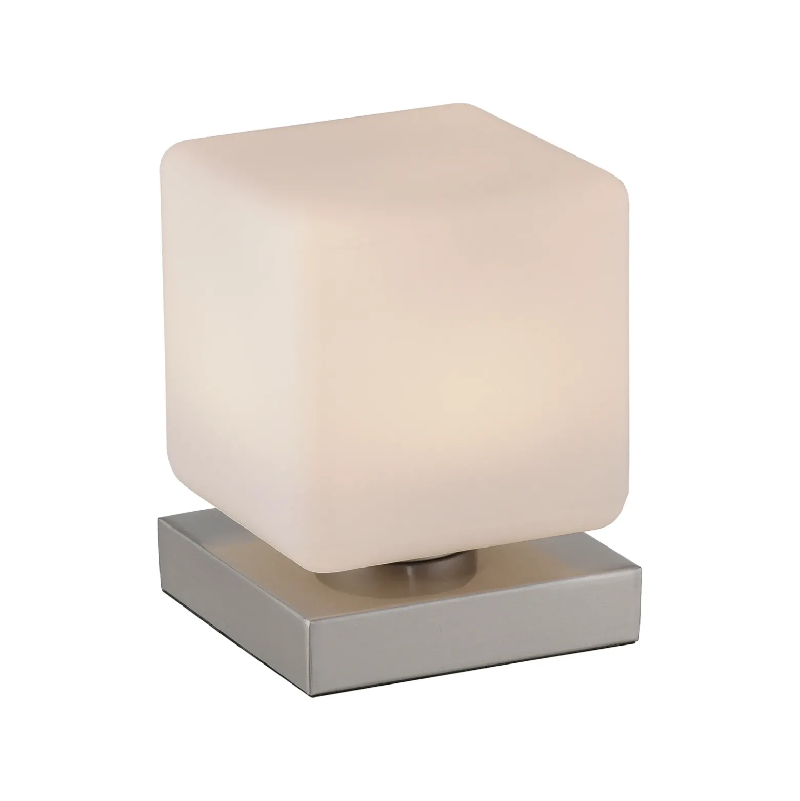 Paul Neuhaus Lámpara de mesa LED Dadoa, acero, cristal, atenuable