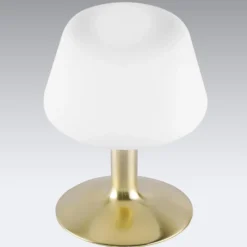 Paul Neuhaus Lámpara de mesa Till, color latón, cristal, atenuable