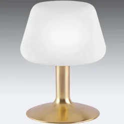 Paul Neuhaus Lámpara de mesa Till, color latón, cristal, atenuable