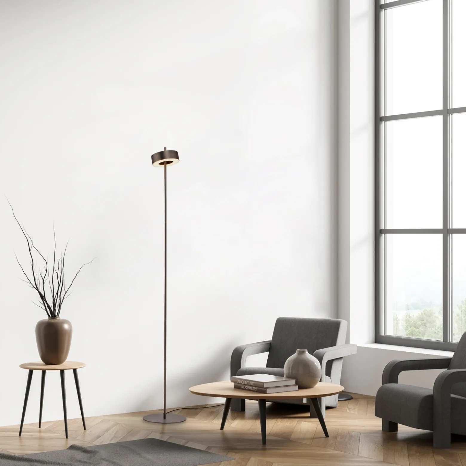 Paul Neuhaus Lámpara de pie LED inteligente Q-Rotate marrón oscuro 140 cm