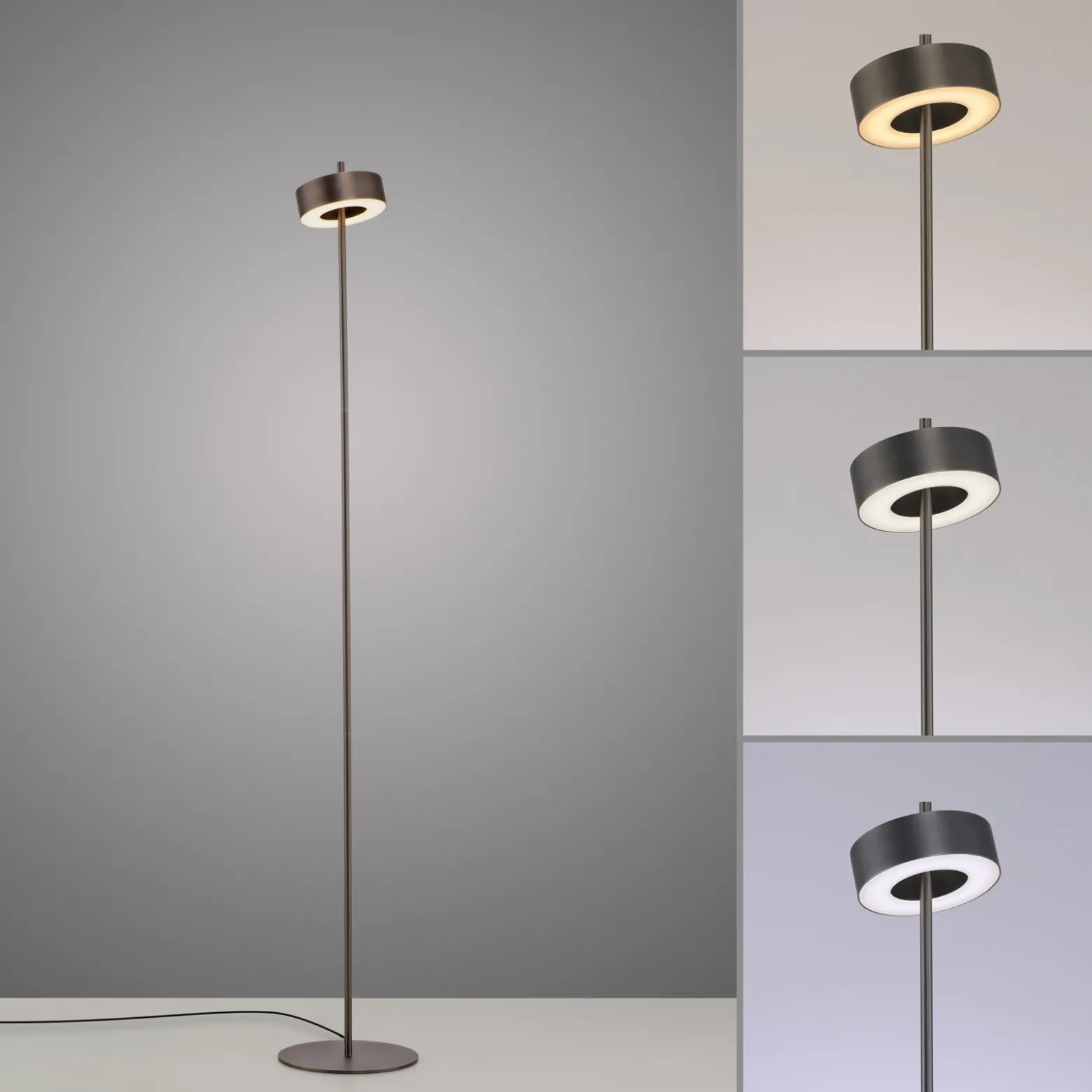 Paul Neuhaus Lámpara de pie LED inteligente Q-Rotate marrón oscuro 140 cm