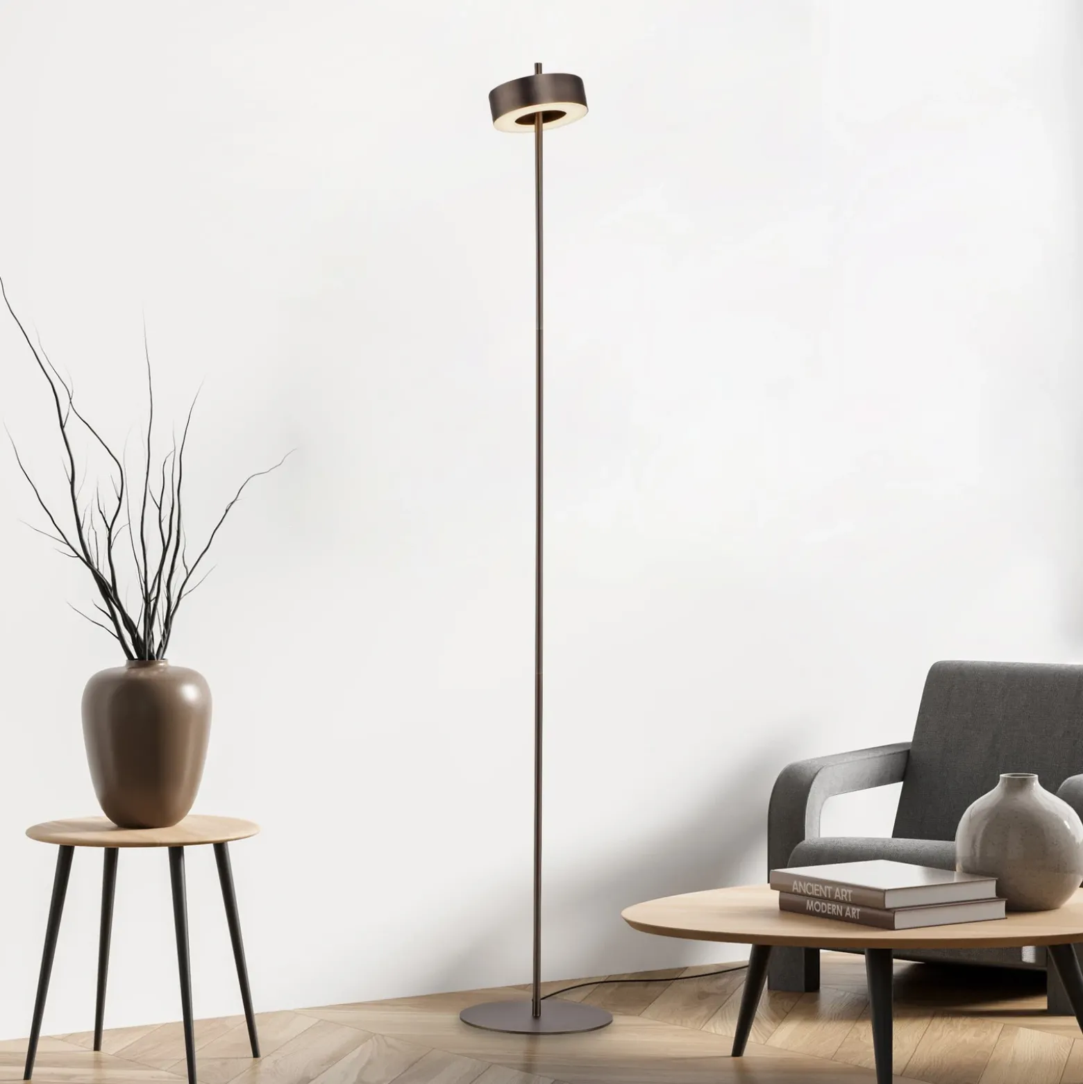 Paul Neuhaus Lámpara de pie LED inteligente Q-Rotate marrón oscuro 140 cm