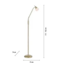 Paul Neuhaus lámpara de pie Pino, latón, 163 cm, atenuable, G9