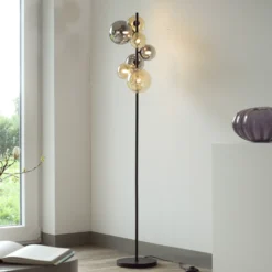 Paul Neuhaus lámpara de pie Popsicle, vidrio, 155 cm de altura, G9