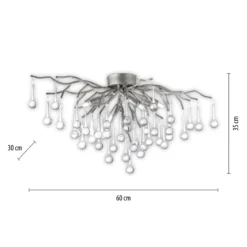 Paul Neuhaus lámpara de techo Icicle, colgante de cristal, 4 luces, plata
