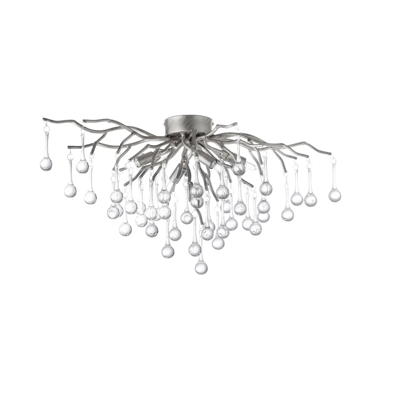 Paul Neuhaus lámpara de techo Icicle, colgante de cristal, 4 luces, plata