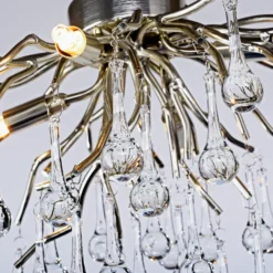 Paul Neuhaus lámpara de techo Icicle, colgante de cristal, 4 luces, plata