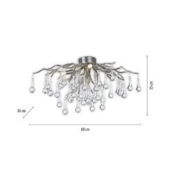 Paul Neuhaus lámpara de techo Icicle, colgante de cristal, 4 luces, plata