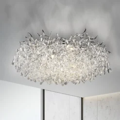 Paul Neuhaus Lámpara de techo Ricicle, colgante de cristal, Ø 80 cm
