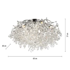 Paul Neuhaus Lámpara de techo Ricicle, colgante de cristal, Ø 60 cm