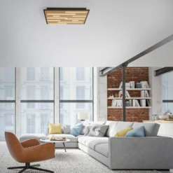 Paul Neuhaus Lámpara de techo SMART+ Q-Acoustic de madera 62 x 62 cm