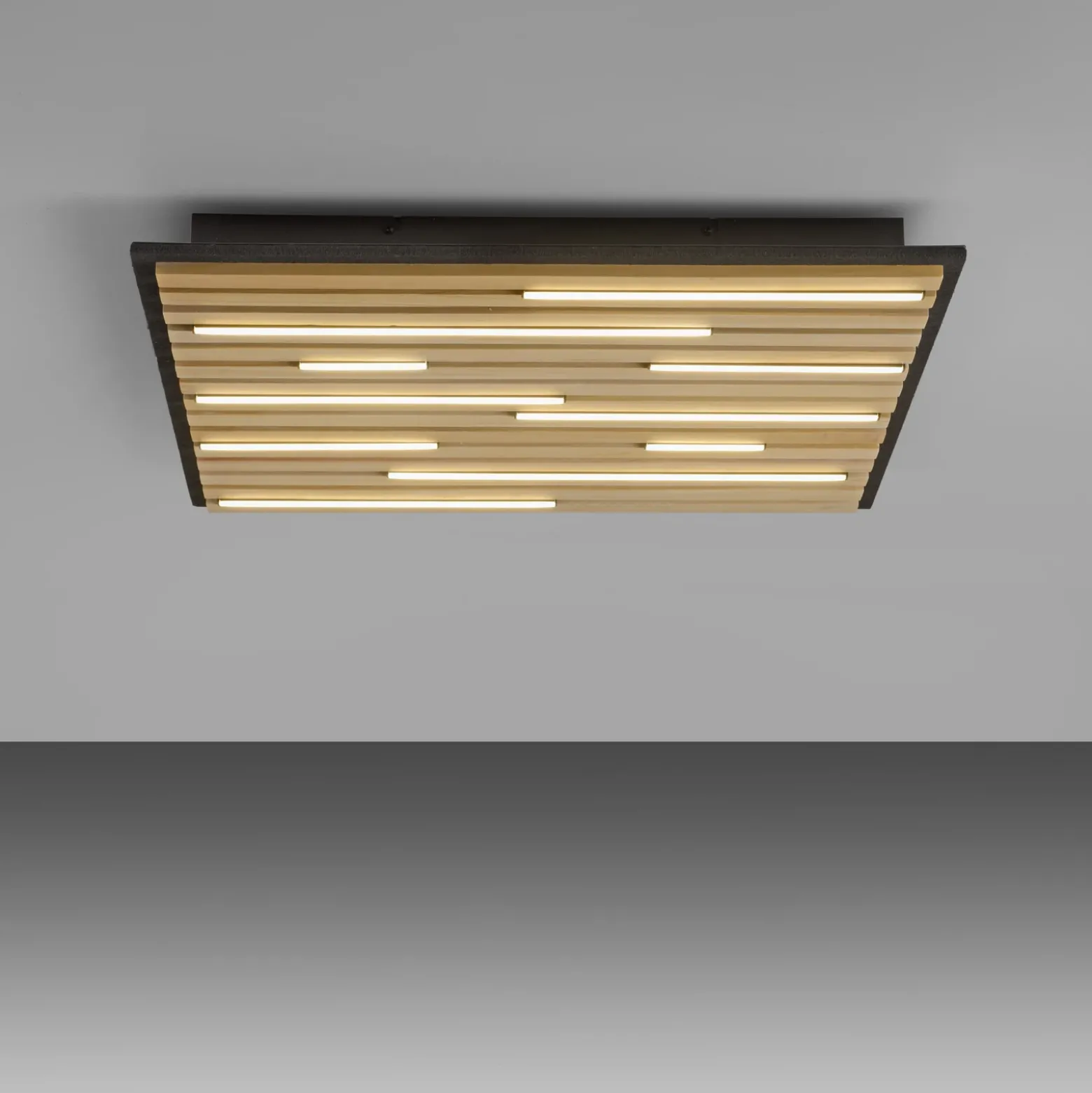 Paul Neuhaus Lámpara de techo SMART+ Q-Acoustic de madera 62 x 62 cm