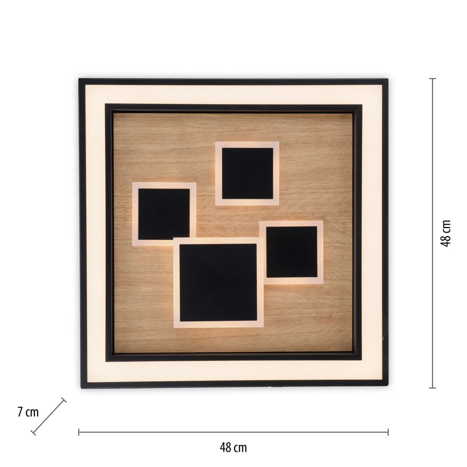 Paul Neuhaus lámpara LED de techo Eliza, roble aceitado, 48 x 48 cm