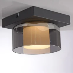 Paul Neuhaus Lámpara LED de techo Rika, Ø 15 cm, cristal, atenuable