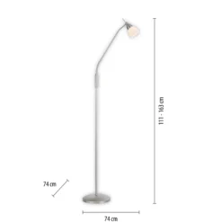 Paul Neuhaus Pino lámpara de pie, plata, 163 cm, atenuable, G9